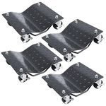 PeakTow PTT0101 Black Heavy Duty 6000 LBs Total Capacity Tire Wheel Car Vehicle Dolly with Double Ball Bearing Caster Wheel Pack of 4
