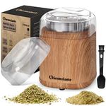 Hermolante Herb Grinder Electric Spice Grinder, 200 w Herb Grinder with Stainless Steel Blade and Cleaning Brush, Compact Size Electric Grinder for Herbs and Spices - 5.11in (Wood Grain)