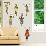 Decor Villa Vinyl Self Adhesive African Girls Wall Sticker (52 cm x 58 cm, Multicolour).