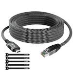 USB C to Ethernet Cable 8FT, Type C to RJ45 Cord, Directly Connected, Gigabit LAN Network, Thunderbolt 3 Compatible, for MacBook Pro/Air, iPad Pro, iPhone 15/15 Pro Max, Dell XPS, Chromebook, More