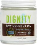 Dignity Coconuts Raw Coconut Oil - 100% Organic Unrefined Coconut Oil - 4 fl oz Glass Jar - Centrifuge Extracted