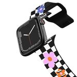 CASETiFY Impact Watch Band [Premium Soft Flexible Material] Compatible with Apple Watch Series 1-10, SE - 38/40/41/42mm - Checked Daisy - Black