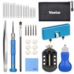 Vastar Watch Repair Tool Kit, Watch Back Removal Tool, Watch Battery Replacement Kit, Watch Case Opener, Watch Tool Kit, 5-in-1 Screwdriver/Watch Holder/20pcs Spring Bars/Tweezer/Dust Brush