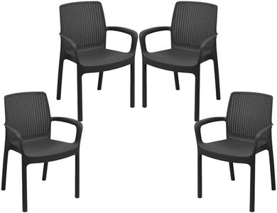 Maury's Sedie 4 Impilabili: Set Ideale per Giardino o Balcone. Compatte e Versatili, Adatte a Ogni Spazio Esterno ed Interno. Realizzate in Polipropilene. (Antracite, Regina)