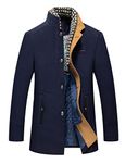 APTRO Mens Jacket Winter Wool Coats Warm Casual Overcoat Outwear Business Trench Jacket with Scarf 2104 Navy L