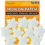 Iron On Patches -Extra Strong Glue White Flower Patch 8 pcs Iron On Patch Embroidered Applique A-200