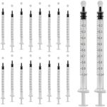 20Pack 1ml/cc Syringe for Liquid with Caps - Liquid Measuring Syringe - Syringes Tools for Scientific Labs, Feeding - Individually Sterile Sealed