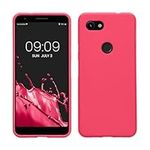 kwmobile Case Compatible with Google Pixel 3a Case - Soft Slim Protective TPU Silicone Cover - Neon Pink