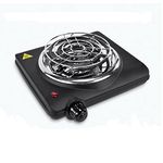 Electric Coil Burner - Single Hot Plate Portable Home Use 1000 Watt Cooktop Countertop Burner with Adjustable Temperature Control & Stainless Steel Base Easy Clean,Black