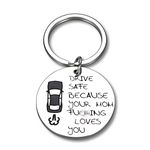 Drive Safe Keychain for Teen Or Adult Son Daughter from Mom Keyring Gifts for Him Her Men Women New Driver Trucker Courier Back to School Work Birthday Valentines Christmas Anniversary Daily Present,