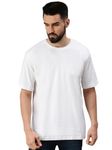 Veirdo®White Oversized Baggy Fit Drop Shoulder Half Sleeves Round Neck Solid Pure Cotton T-Shirt for Men (OS_100_White_L)