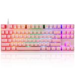 MOTOSPEED Professional Gaming Mechanical Keyboard RGB Led Backlit Wired with Anti-Dust Proof Switches for Gaming Keyboard for Mac & PC (Pink, 87 Key Blue Switches)