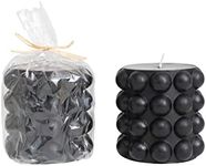 Creative Co-Op Unscented Hobnail Pillar, Black Candles, 4" Round x 4" H