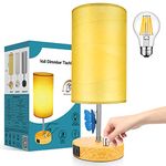 Wondlumi Table Lamp, Fully Dimmable Bedside Lamps with USB Charging Ports, Small Nightstand Desk Light with Round Lampshade for Bedroom,8W LED Bulb Included