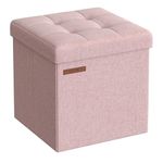 SONGMICS Storage Ottoman, Storage Bench, Footrest, Bed End Stool, for Living Room, Bedroom, 30 x 30 x 30 cm, Jelly Pink LSF028R51