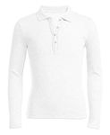 Nautica Big Girls' Uniform Long Sleeve Polo with Ruffle Placket, White, Large 12-14