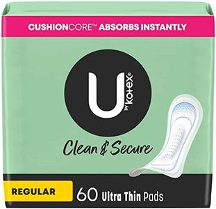 U by Kotex Clean & Secure Ultra Thin Pads for women (Previously 'Security'), Regular Absorbency, 60 Count (Packaging May Vary)