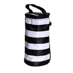 J.L. Childress Breastmilk Cooler & Baby Bottle Bag, Insulated & Leak Proof, Ice Pack Included, Single Bottle, Black/White Stripe