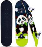 Skateboards 7 Layers Decks 31"x8" Pro Complete Skate Board Maple Wood for Beginners (Panda)