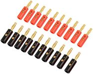 COLFULINE 20 PCS Black RED Banana Plugs, 4MM Speaker Connectors Gold Plated, Banana Audio Speaker Plugs, Speaker Cable Connectors Plugs for Amplifier