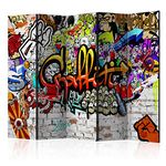 murando Decorative Room Divider Graffiti Street art 225x172 cm / 89"x68" Double-Sided Folding Screen 5 Panels Room Partition Non-Woven Canvas Print Opaque Photo Display i-A-0103-z-c