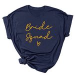 RuDily Bride Bachelorette Party Shirts Bride Team Party T-Shirt Wedding Party Tshirt Bridesmaid Proposal Gift Tees Tops (CA/US, Alpha, Small, Regular, Regular, Bride Squad Gold)