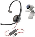 Plantronics Poly - Studio P5 Webcam with Blackwire 3210 Headset Kit ( + Polycom) - 1080p HD Professional Video Conferencing Camera & Single-Ear Wired Headset USB-A - Certified for Zoom & Teams