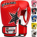 Farai kids boxing gloves 6-oz kickboxing muay thai training MMA sparring gloves, Best gloves for training on punching bag, focus pads Practice (Red, 6-oz)