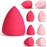 8pcs Makeup Sponge Set Professional Blender Sponge Soft Concealer Sponge Facial Makeup Tools for Foundation Liquid Powder, Stocking Stuffers for women(Pink&Rose Red)