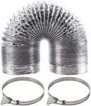 Funmit Dryer Vent Hose Kit - 4 In Diameter by 10 Ft Length - with 2 Stainless Steel Worm Clamp - Flexible Universal Aluminum Foil Non-Insulated - Silver