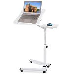 Tatkraft Like Portable Laptop Desk with Mouse Pad, Rolling Computer Stand with Adjustable Height, Sturdy and Ergonomic, White