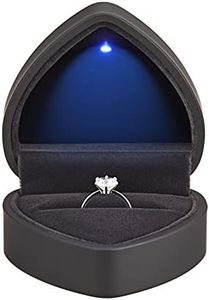 Heart Shaped Ring Gift Box with LED Light, Velvet Earrings Jewelry Case with Light, Jewellry Display Box for Wedding, Engagement, Proposal, Birthday and Anniversary (Black)