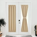 NICETOWN Room Darkening Blackout Window Curtains Solid Color Thermal Insulated Energy Saving Decorative French Door Curtains for Home Office Living Room 25W x 80L Inch, Biscotti Beige, 1 Panel