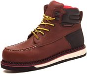 MWORK Welted Blunt Men's 6" Moc Toe Waterproof Work Boots, Comp Toe, Puncture Proof, Slip Resistant Wedge Sole, Coolmax Comfort Leather Safety Boot, Anti-Fatigue, ASTM F2413 Electrical Hazard RR7129