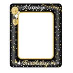 Happy Birthday Photo Booth Props for Boys Girls Men Women Gift,Black Gold Inflatable Selfie Picture Frame,Giant Inflatable Party Photo Booth Frame for All Ages Birthday Party Decorations Supplies