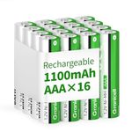 Granicell AAA Rechargeable Batteries, 1100 mAh High Capacity AAA Battery, 1.2V NiMH Low Self-Discharge Triple A Batteries, 16 Pack