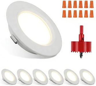 RVZONE RV Boat Recessed Ceiling Light | 6 Pack 12 Volt LED Lights Super Slim LED Panel Light with Hole Puncher DC 12V 3W Full Aluminum Downlights (White Light)