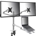 viozon Monitor and Laptop Mount, 3-in-1 Adjustable Triple Monitor Arm Desk Mounts, Dual Desk Arm Stand/Holder for 17 to 27 Inch LCD Computer Screens, Extra Tray Fits 12-17 Inch Laptops (OL-10T-S)