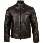 Aviatrix Men's Real Leather Crosshatch Shoulder Detail Fashion Jacket (44T9) 3XL Night Edition