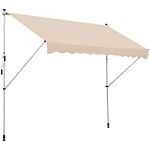 Outsunny Balcony 3 x 1.5m Manual Adjustable Awning DIY Patio Clamp Awning Canopy Retractable Shade Shelter Easy to Move for Balcony - Beige