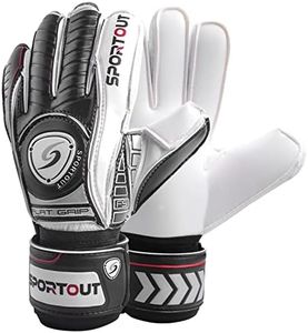 Sportout Goalie Gloves, Goalkeeper Gloves with Fingersave, Soccer Gloves, Breathable Soccer Goalie Gloves, 4mm Latex, for Kids Youth and Adult (8, Black)