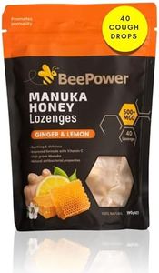 BeePower Manuka Honey Lozenges | MGO 500+ Honey Cough Drops For Soothing Dry, Sore Throat | Contains 40 Lozenges Ginger Lemon Flavor