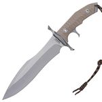 United Cutlery Rambo Last Blood Heartstopper Knife And Leather Sheath - Officially Authorized By Stallone, 7Cr17 Stainless Steel Blade, Micarta Handle, For Movie Memorabilia Collectors