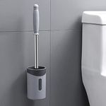 Evona Decorative Bathroom Wall Mounted Plastic Toilet Brush with Holder Set Cleaning Brush with Stainless Steel Handle