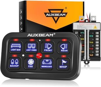 Auxbeam 8 Gang Switch Panel BB80 Universal Circuit Control System Relay Box Automatic Dimmable Panel Switch Box LED On-Off Switch Pod Universal for Car Truck Offroad ATV SUV-Blue, 2 Year Warranty