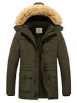 WenVen Men's Hooded Warm Coat Winter Parka Jacket (Army Green, X-Large)