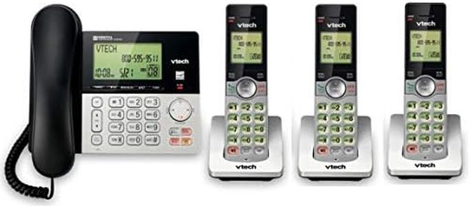 VTech CS6949-3 DECT 6.0 Corded/3-Cordless Telephone System, Black/Silver