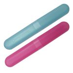 Dental Aesthetics 2 x Toothbrush Case Travel Cover ~ 1 Pink & 1 Blue