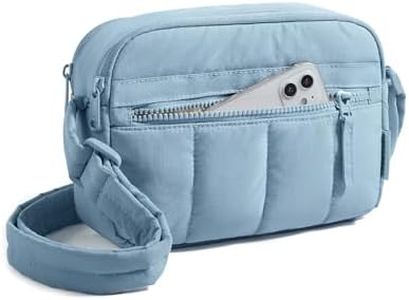 BAGSMART Cross Body Purse, Mini Crossbody Bags for Women Travel Purse, Puffy Shoulder Handbag Wallet with RFID Blocking Slots, Crystal Blue