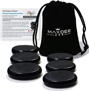 Maxdee Massage Stones Essential Hot Stones for Massage, 6 Medium Hot Stones Massage Kit Hot Rocks Massage Stones for Professional or Home Spa, Foot Heater, Relaxing, Healing, Pain Relief, 2.4"